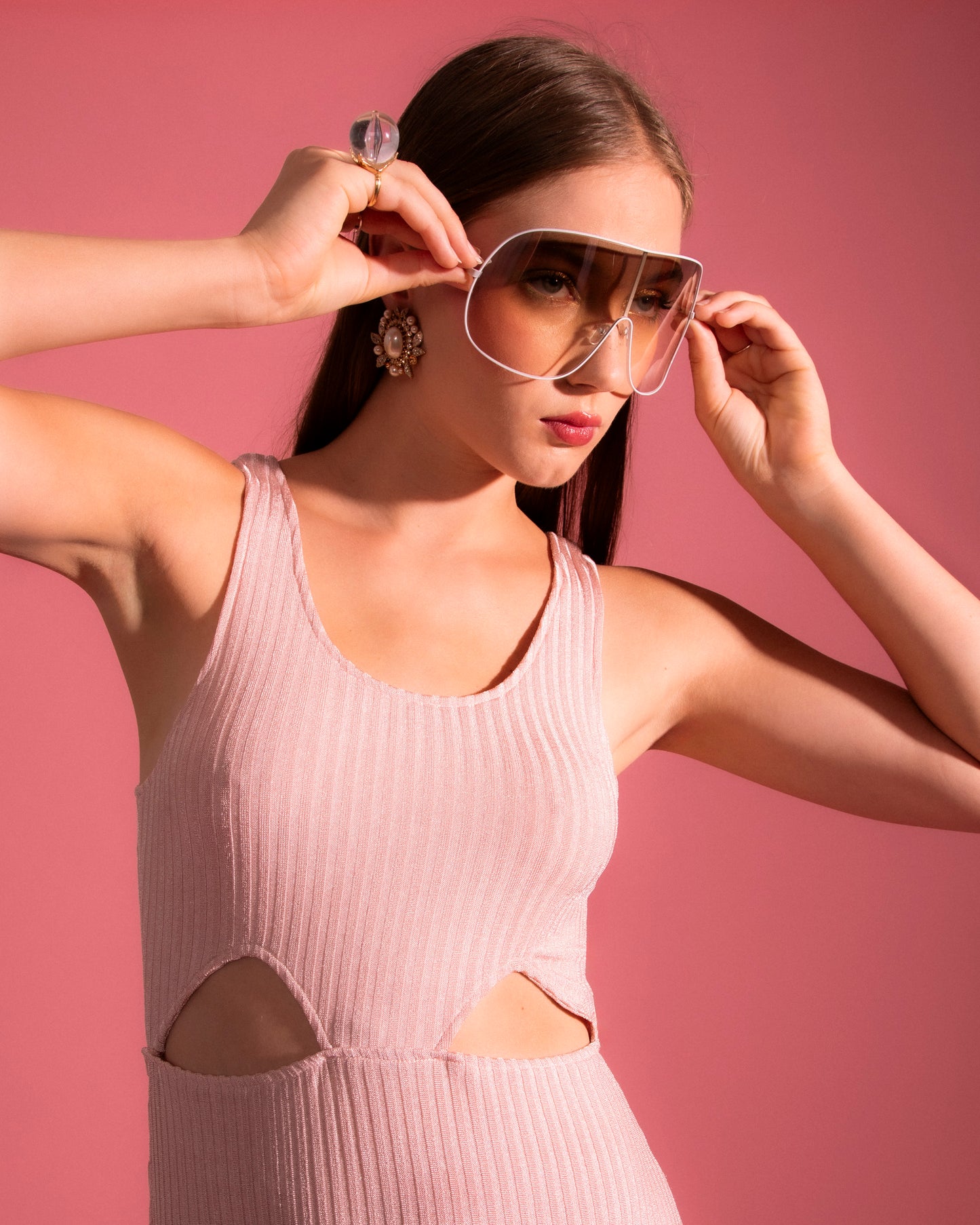 Soft Pink Cut Out Dress