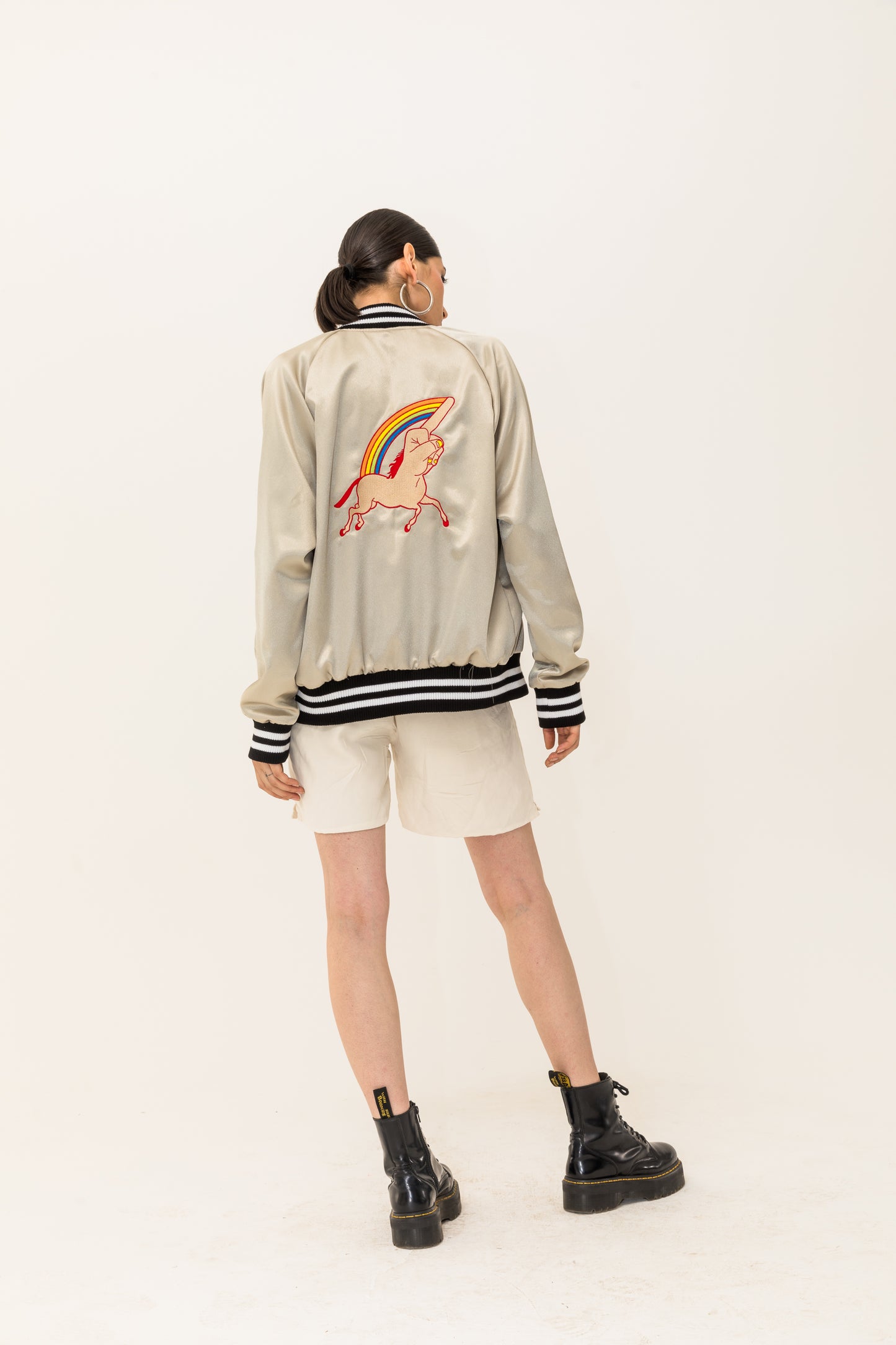 The Finger Unicorn Rainbow Bomber, Silver/Multi