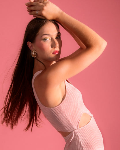 Soft Pink Cut Out Dress