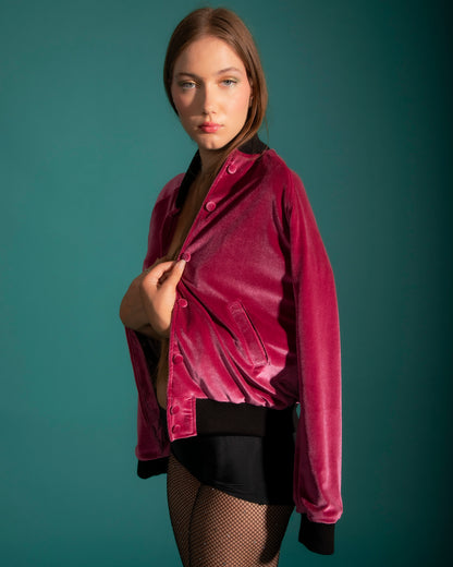 Velvet Bomber Jacket (Rose)